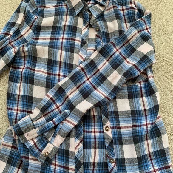 Urban Kids Blue & Burgundy Flannel - Picture 4 of 4